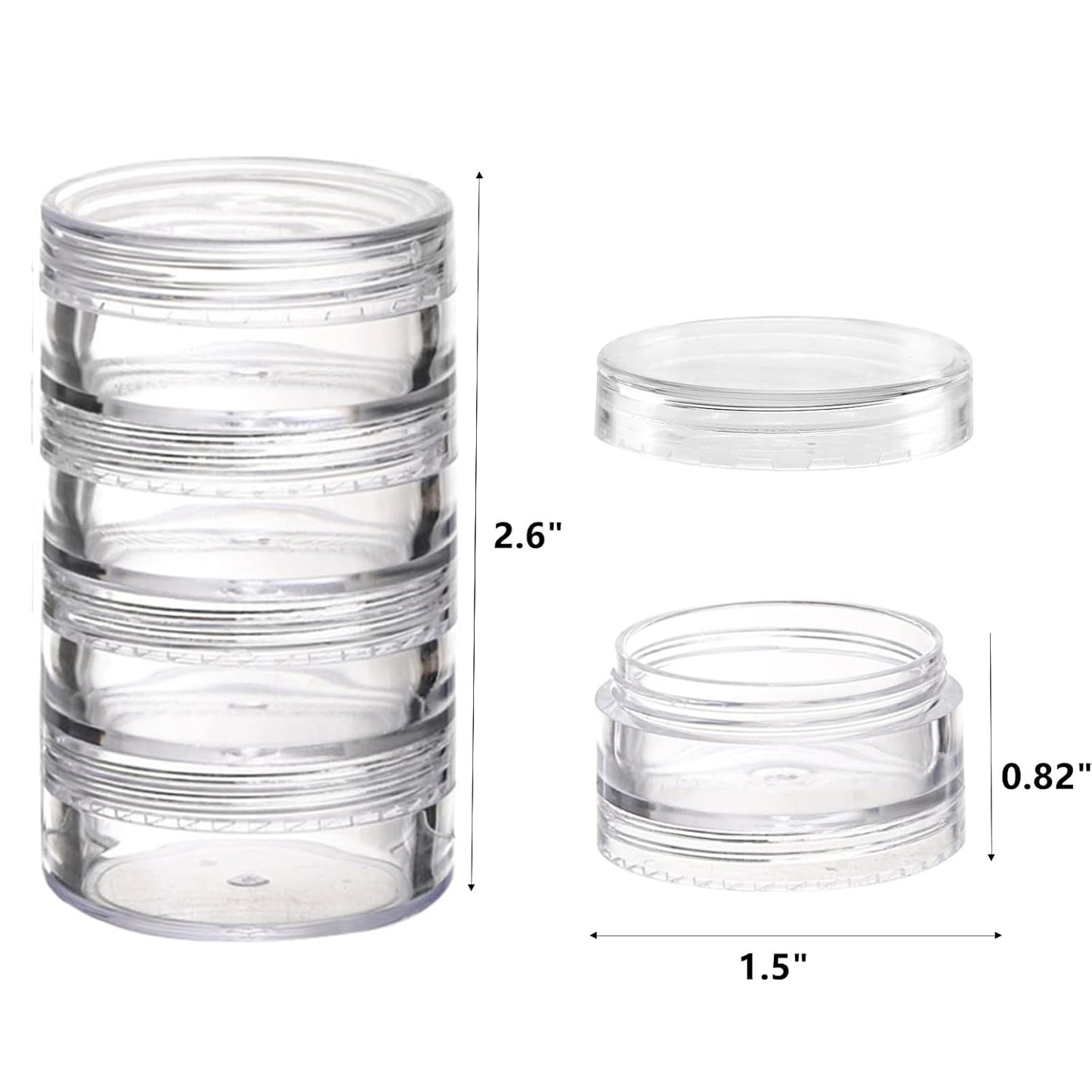 5 Set (20 Pieces) Stackable Cosmetic Containers with Screw Lids and Labels，10 Grams Clear Plastic Empty Jars Small Makeup Sample Containers for Beauty Products