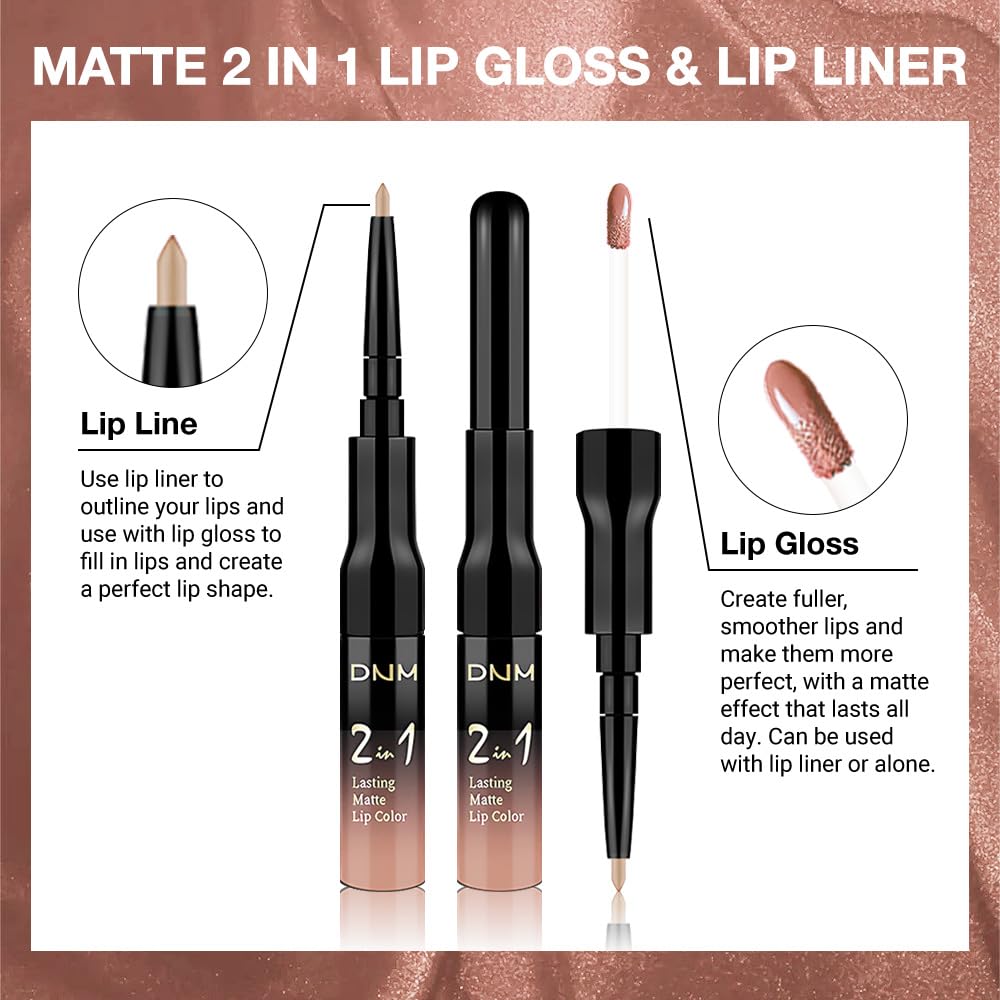 evpct 1Pcs Bright Pure Nude Pink Matte Lip Liner and Liquid Lipstick Stain Makeup Set for Women, Nude Long Lasting Smudge Proof Lipstick labiales matte mate larga duracion listip 24 hours originales