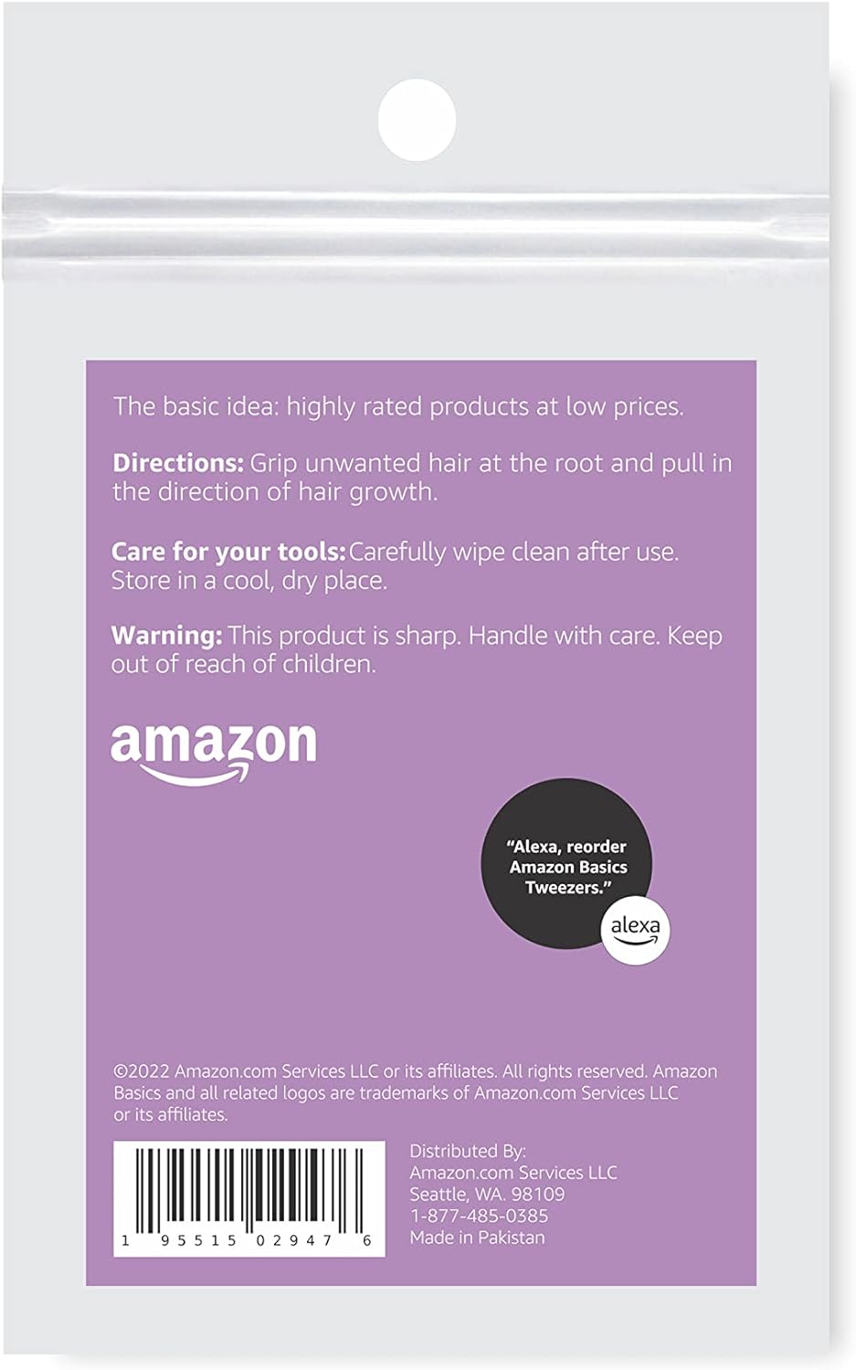 Amazon Basics Mini Eyebrow Tweezers 3-Pack, Black/White/Grey