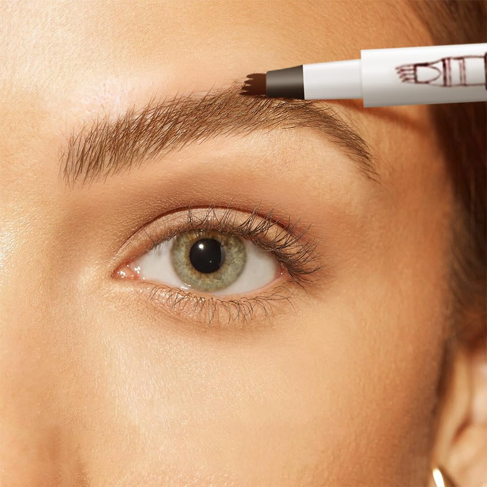 2025 Upgrade Waterproof Brow Pencil with Micro-Fork Tip,3D Magic Eyebrow Pencil 4-Head Split Waterproof Long-lasting Eyebrow Pencil,Natural Makeup Fine Stroke Eyebrow Tattoo Pencils (Dark Brown)