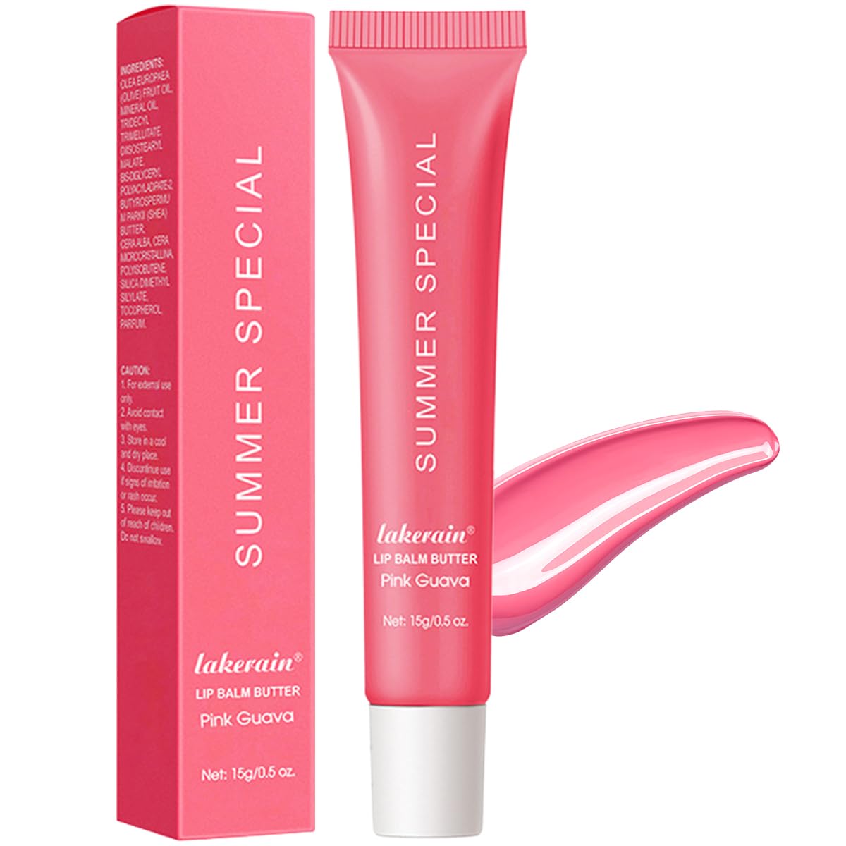 Summer Lip Butter Balm, Moisture and Hydration Lip Gloss, Long-lasting Hydrating Non-Sticky Lip Balm, Soften Dry Lips Lip Care (#Pink Guava, 1Pcs)