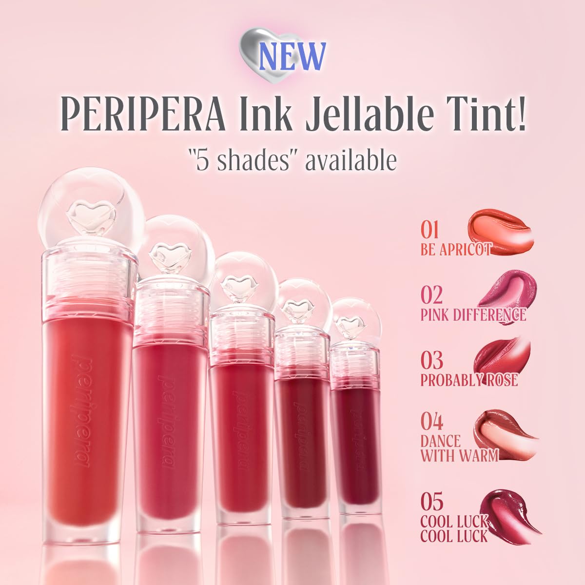 Peripera Ink Jellable Tint, Lip Stain, Korean Lip Tint, High Pigment Color, Longwear, Weightless, Moisutizing, Hydrating (05 COOL LUCK COOL LUCK, One Size)