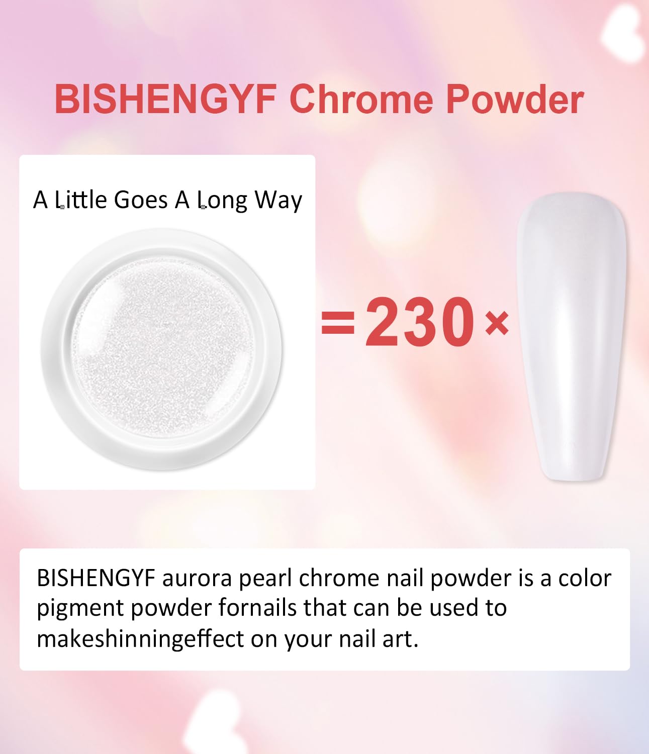 Pearl Chrome Nail Powder BISHENGYF -【Metallic Mirror Effect】Magic Mirror Silver Chrome Nail Powder White Aurora Mermaid Iridescent Nail Chrome Powder Glitter Pigment Dust For Nail Art Decroation DIY