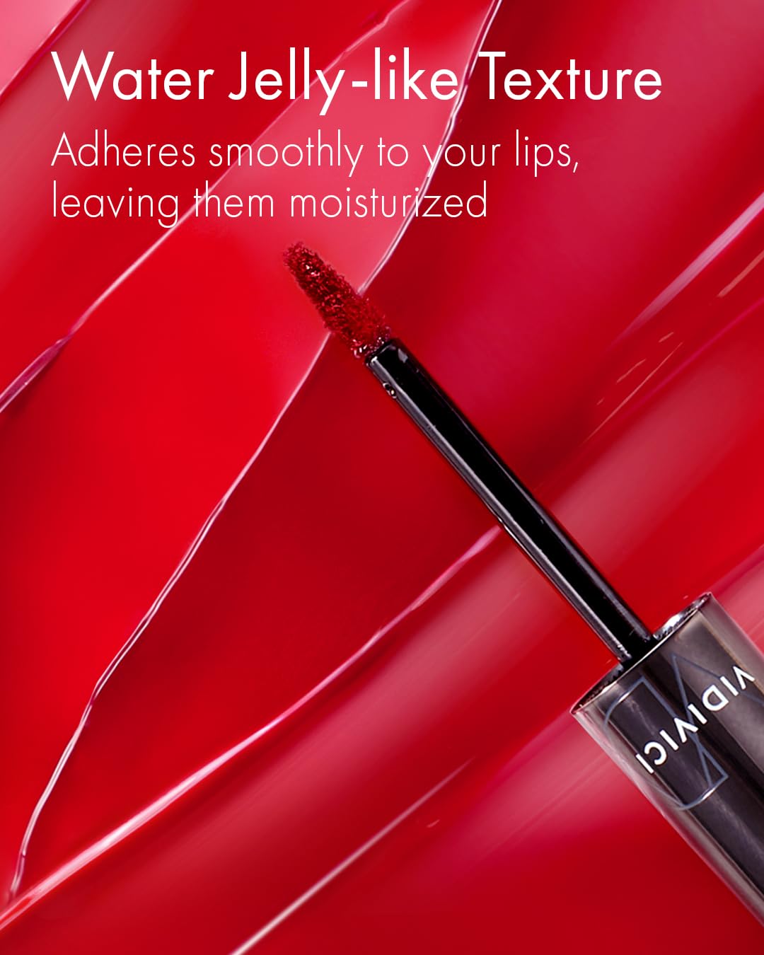 VIDIVICI Millennial Tint Glit - Transfer Proof Moisture Korean Lip Tint with Long-Lasting Color, Lightweight Water Jelly Texture, Hydrating & Smudge-Free Lip Stain, 0.13oz (02 RED TO GO)