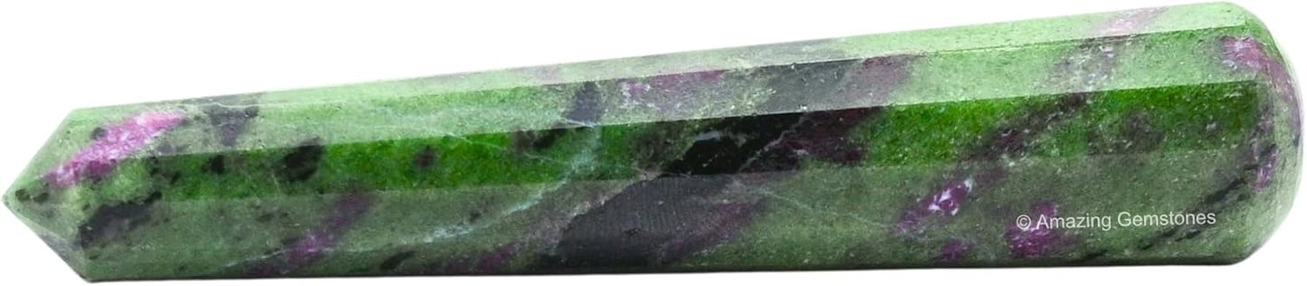 Amazing Gemstone Ruby Zoisite Crystal Wand Massage Stick - Pelvic Wand Gua Sha for Adults - Crystals and Healing Stones Massage Wands for Adults Gifts (Pointed)