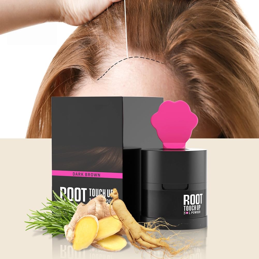 Gowwim Hairline Powder 2.0, Waterproof and Sweatproof Root Touch up Hair Color Temporary Grey Hair Coverage Touch up Hairline Powder for Women & Men Black