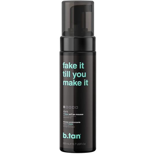 b.tan Dark Self Tanner Mousse | Fake It Till You Make It - Best 1 Hour Express Sunless Tanning Foam, Gold Bronzing Glow, Face & Body, No Fake Tan Smell, 6.7 Fl Oz