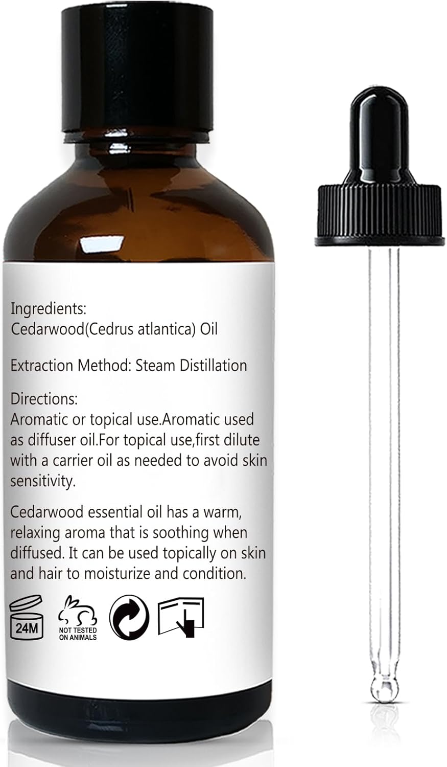Cedarwood Essential Oil 1 Oz, 100% Pure Natural Cedarwood Oil, Aromatherapy Essential Oils for Diffuser, Skin, Hair, Candle, DIY Body Care