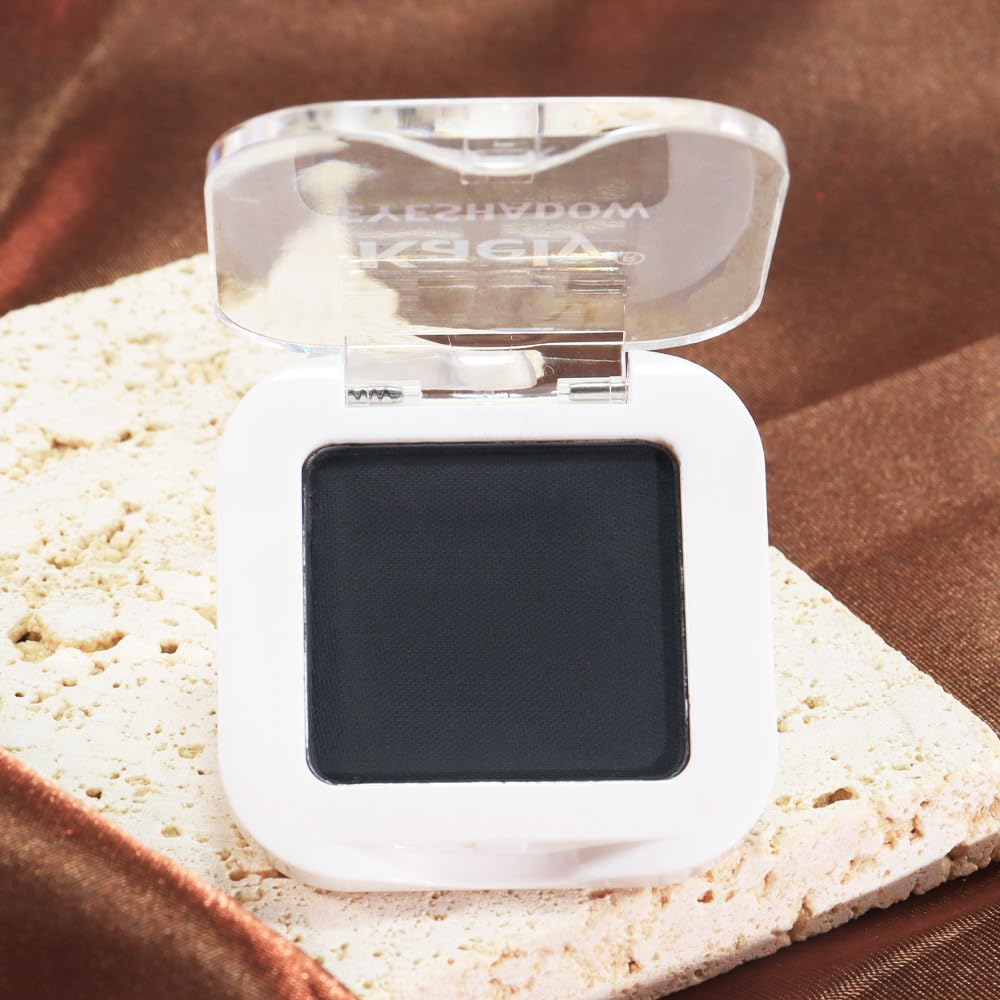 evpct Matte Black Single Eye Shadow Palette Makeup for Older Women, Black Cream Eye shadow Palette Single for Older Women Matte, High Pigment Waterproof Monochrome Mini Eyeshadow, sombra de ojos