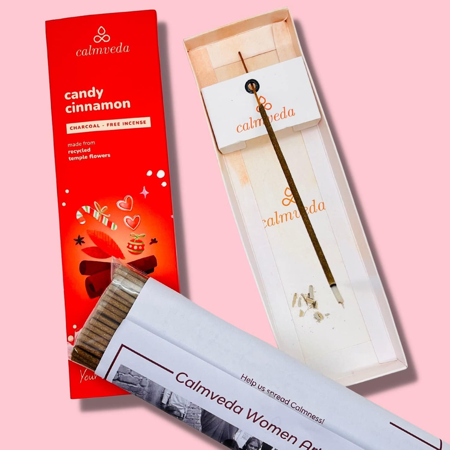 Candy Cinnamon Incense Stick Holiday - Incense (80 Sticks) Spicy, Creamy Vanilla and Flavorful Tangerine Incense | Charcoal Free, Made from Upcycled Flowers | Fall Incense Sticks for Holiday Fun