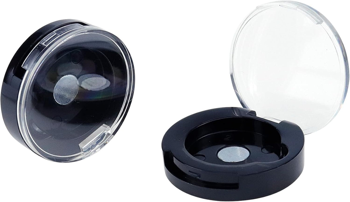 4 Pack Empty Eyeshadow Holder Case Round Magnetic Makeup Eyeshadow Lipstick Palette Container For Travel Sample DIY - Black