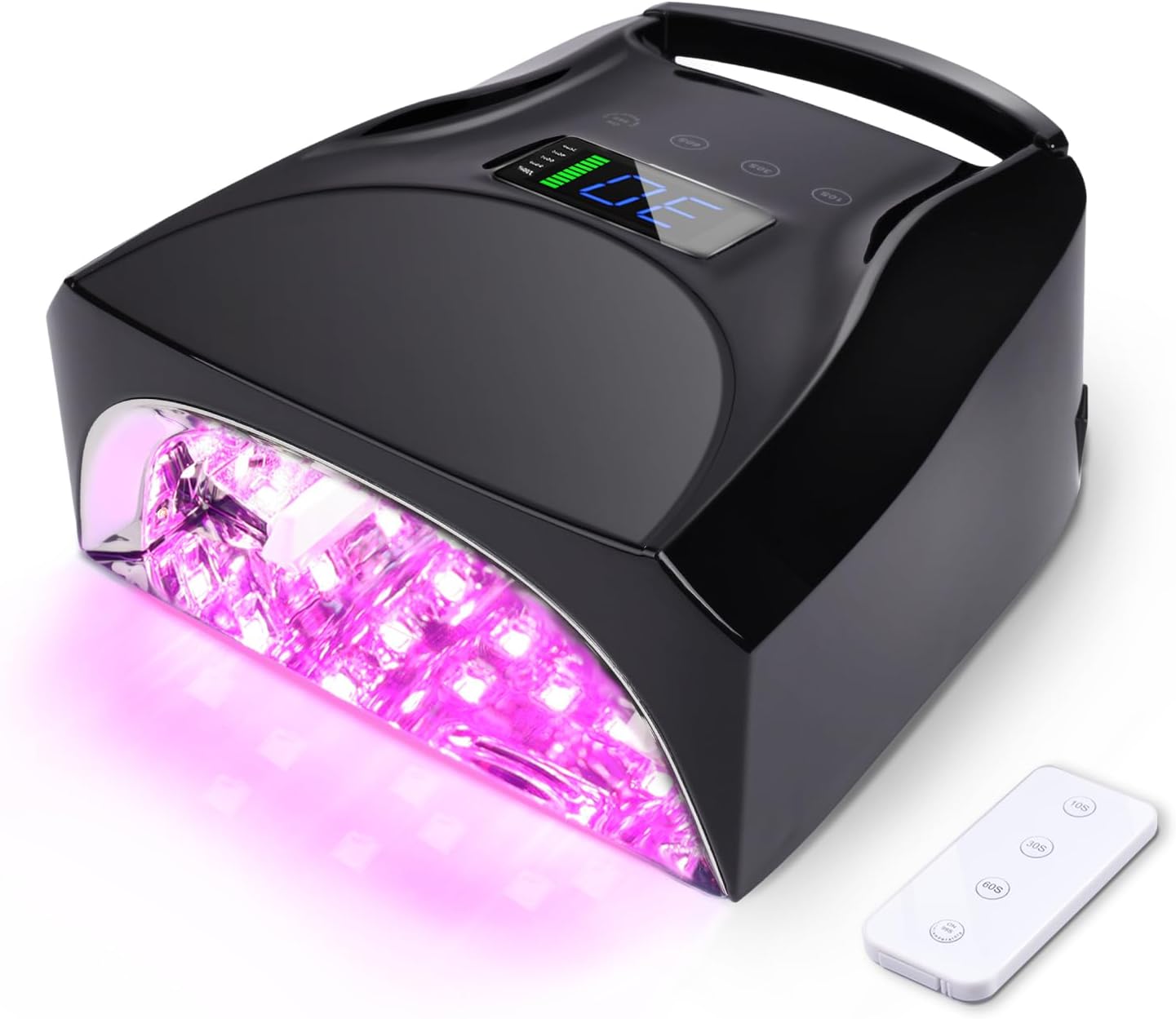 52 LEDs Cordless UV Nail Lamp, 96W High Power, Magnetic Mirror Base,Thumb Light,4 Timers, Auto Sensor, Key Sound, Built-in Cooling Fan,Remote Control Professional UV Light for Gel Nails(Black)