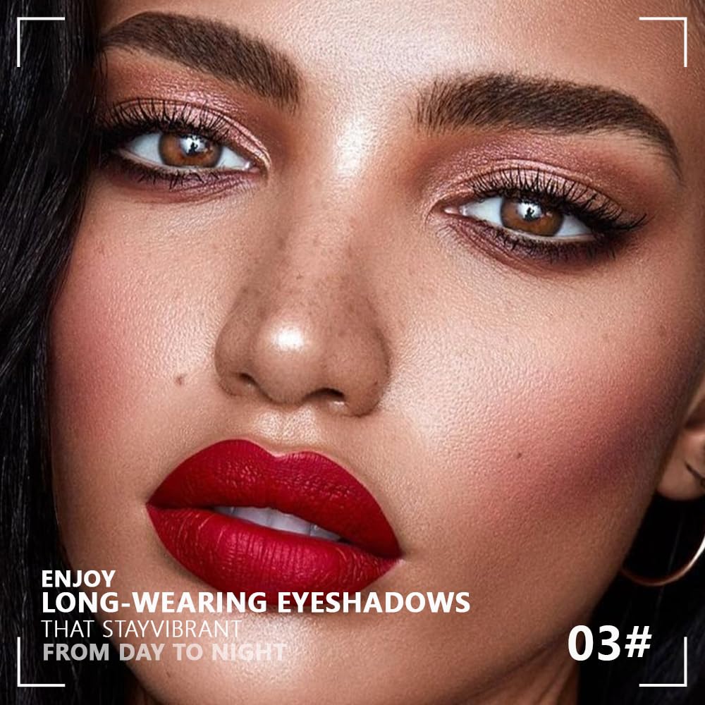 Cream Eyeshadow Quad, Nude Brown Matte Shimmer Eyeshadow Palette Makeup, Neutral Eye Shadow Palette for Older Women Pigmented Waterproof, sombras para ojos, 03