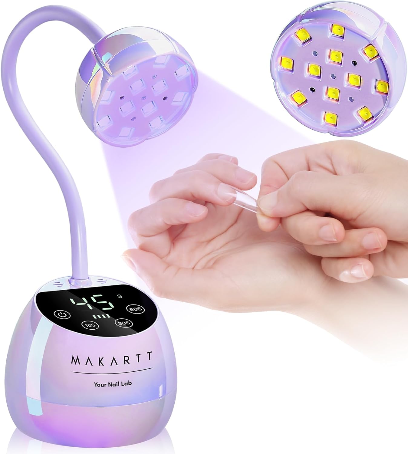 Makartt UV LED Nail Lamp - Gooseneck UV Light for Gel Nails USB 39W Cordless Flash Cure Lamp with 4 Times & Auto Sensor Nail Dryer Fast Curing Nail Art Design for Salon Home DIY (Glazed Purple)