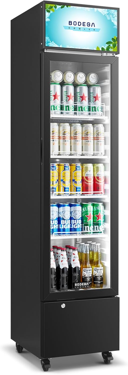BODEGACOOLER Beverage Refrigerator and Cooler, 7.71 Cu. Ft Commercial Refrigerators for Drink, Beer, Tall Commercial Cooler for Beer, Soda, Single Door Display fridge