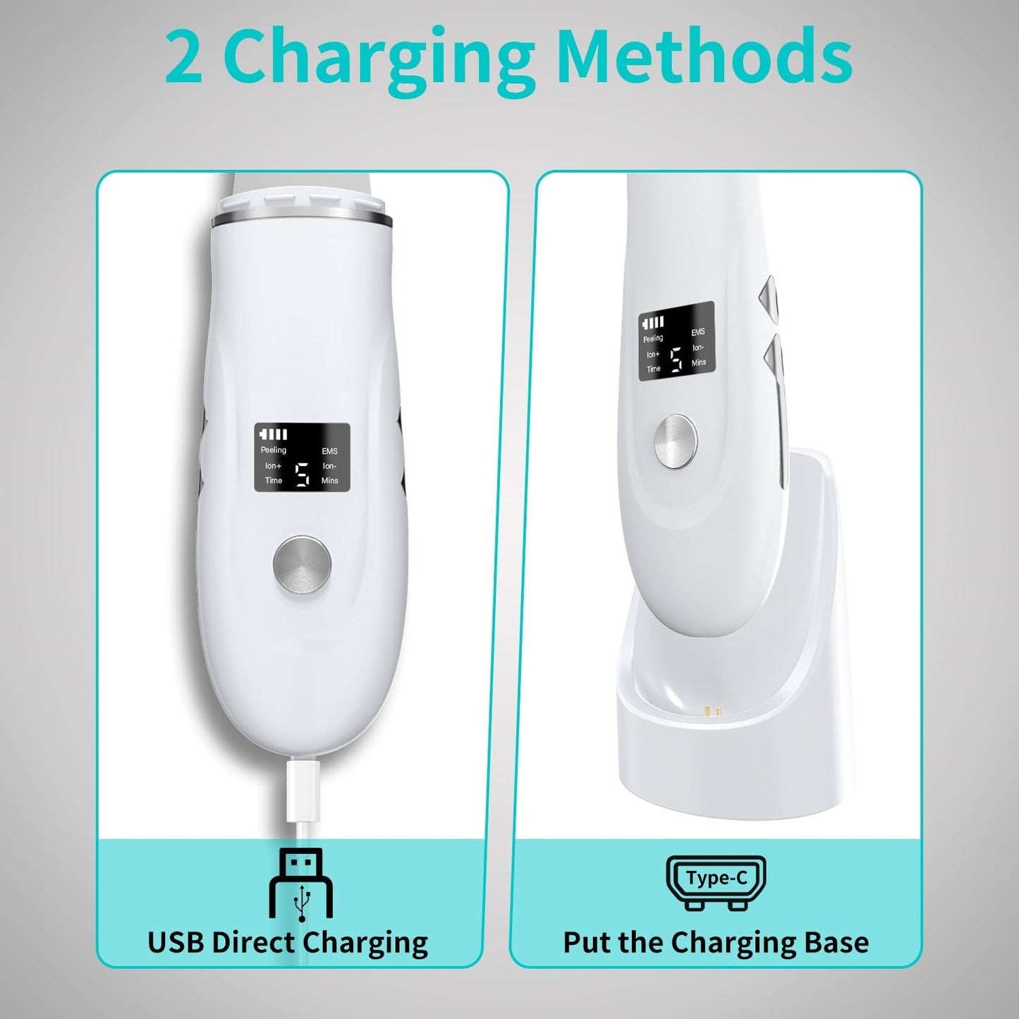 Skin Scrubber Face Spatula - 4-in-1 Deep Cleansing Tool for Pore Extraction, Fast Charging Dock Blackhead Remover Face Spatula for Facial Skincare Women Gift (White)