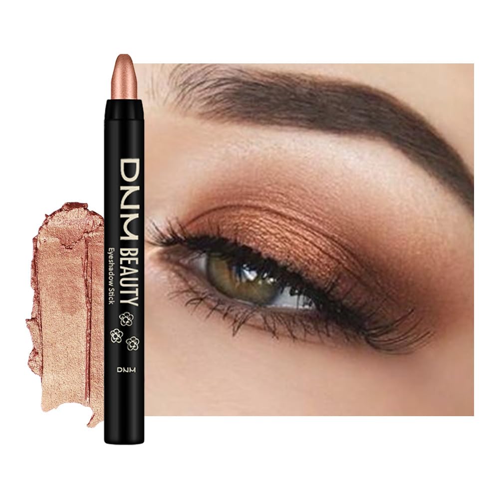 evpct Copper Shimmer Cream Eye Shadow Sticks Brightener Pencils for Women, Shimmery Bronze Silky Eyeshadow Applicator Stick Pen Waterproof, Blendable Crease-Proof Stick Eyeshadow Shimmer Eye Makeup 57