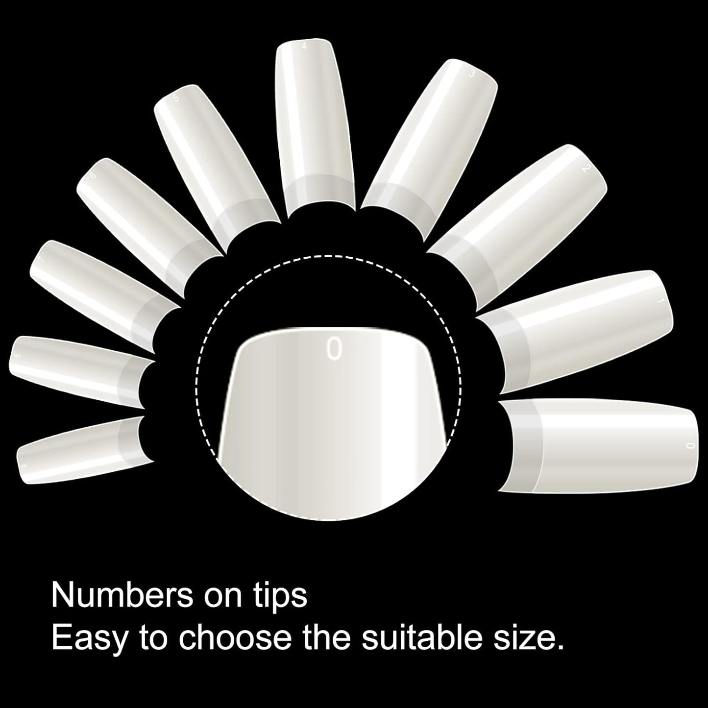 krofaue 500PCS Half Cover False Nails Tips - Acrylic Nail Tips 10 Sizes Lady French Style Acrylic Artificial Tip Manicure with Box for Nail Tips Art Salons and Home DIY