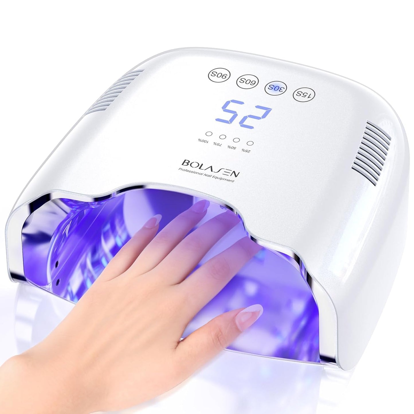 BOLASEN Cordless Rechargeable UV Nail Lamp - UV Light for Gel Nails with Metallic Reflector & Metal Base, 54W Portable Wireless LED Nail Dryer, Professional Fast Charger Curing Lamp for Salon P30 PRO