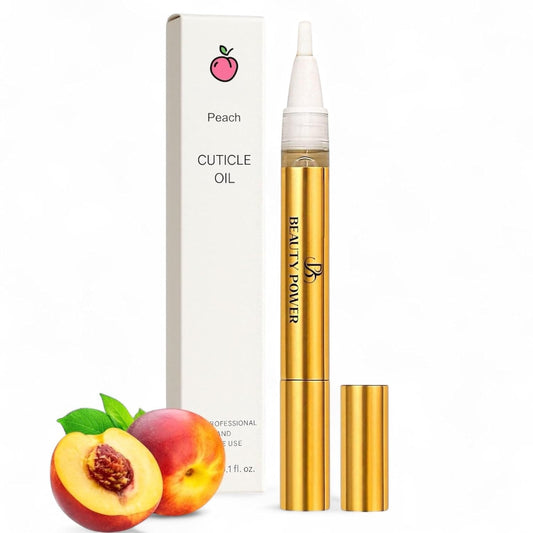 Nail Oil Cuticle Pen - Peach - Nail Strengthener & Growth Serum with Vitamin A, D, E, B5, Grapeseed & Natural Oils - Repair for Brittle, Peeling, Thin Nails - Twist Brush Pen