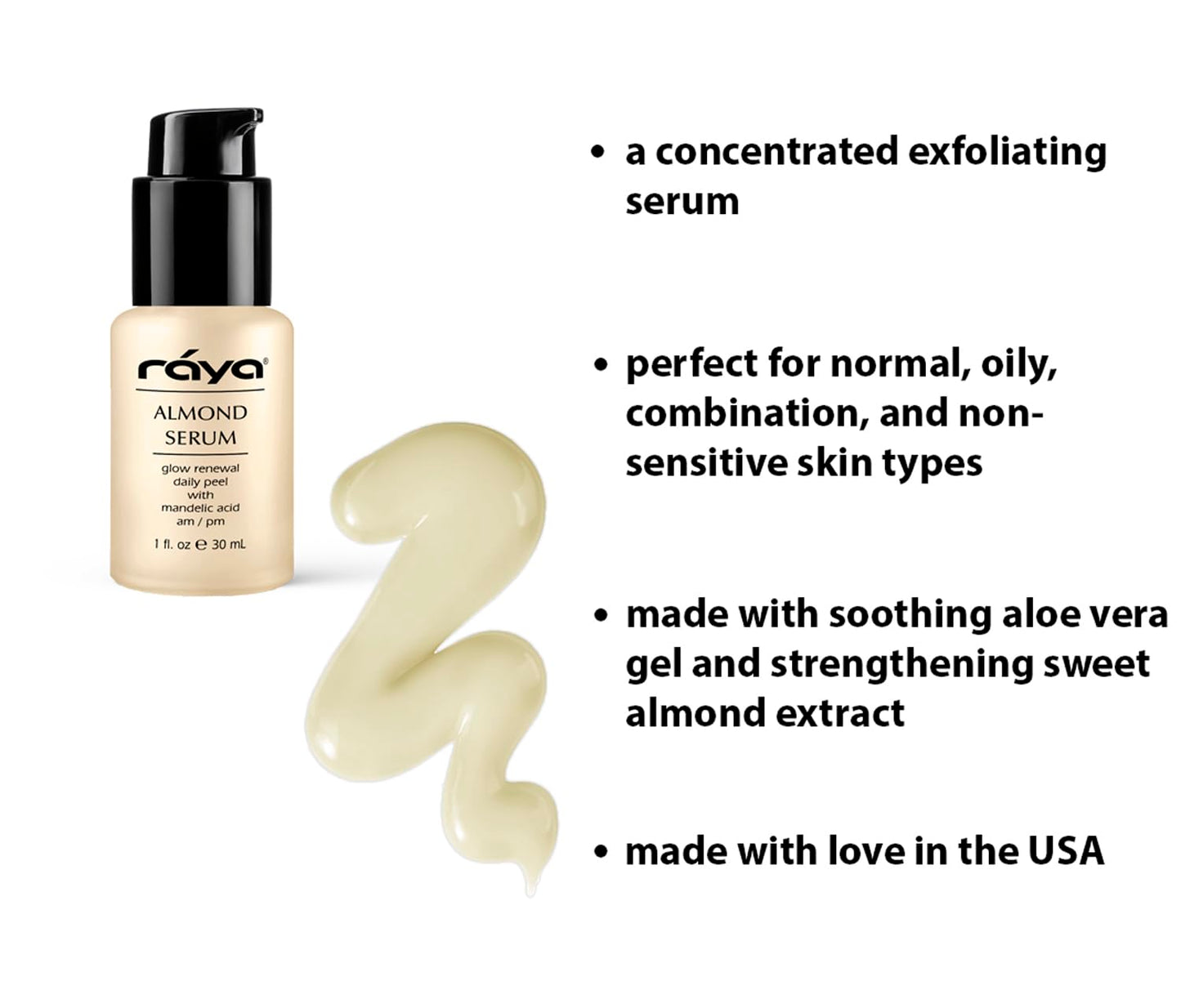 RAYA Almond Serum (508) | Exfoliating Facial Peel for Combination and Oily Skin | Helps Minimize Pores and Brighten Complexion