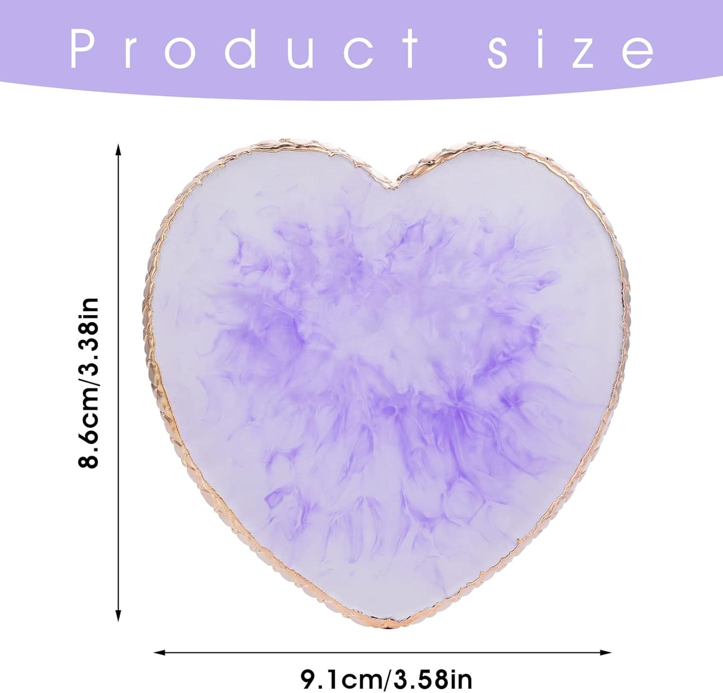Sibba Resin Nail Art Palette Nail Mixing Palette Polish Color Mixing Plate Golden Edge Nail Holder Display Board Heart Shape Cosmetic Mixing Tools (Purple)