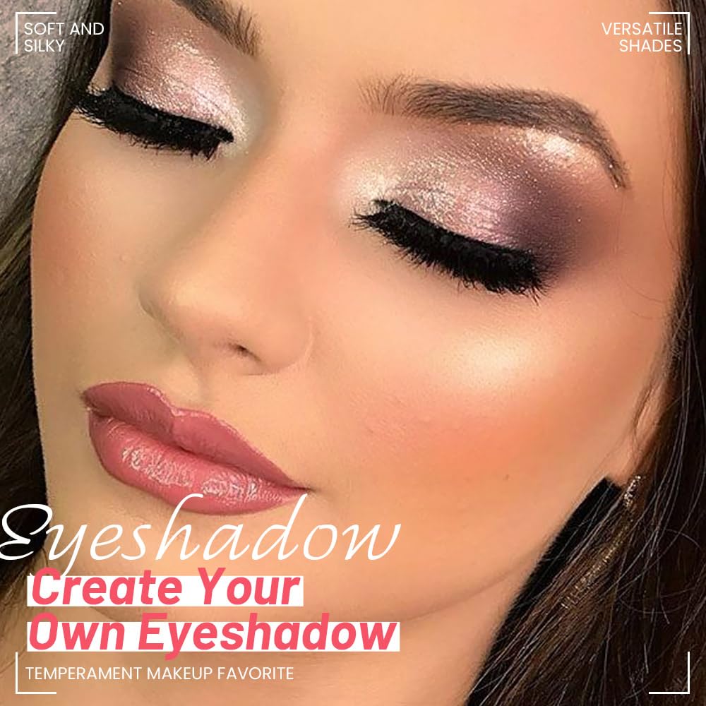 Nude Eyeshadow Quad Palette, Champagne Dusty Pink Plum Mauve Taupe Glitter Metallic Shimmer Matte High Pigment Mini Eyeshadow Eye Shadow Palette Makeup for older Women, Travel Size Built in Mirror