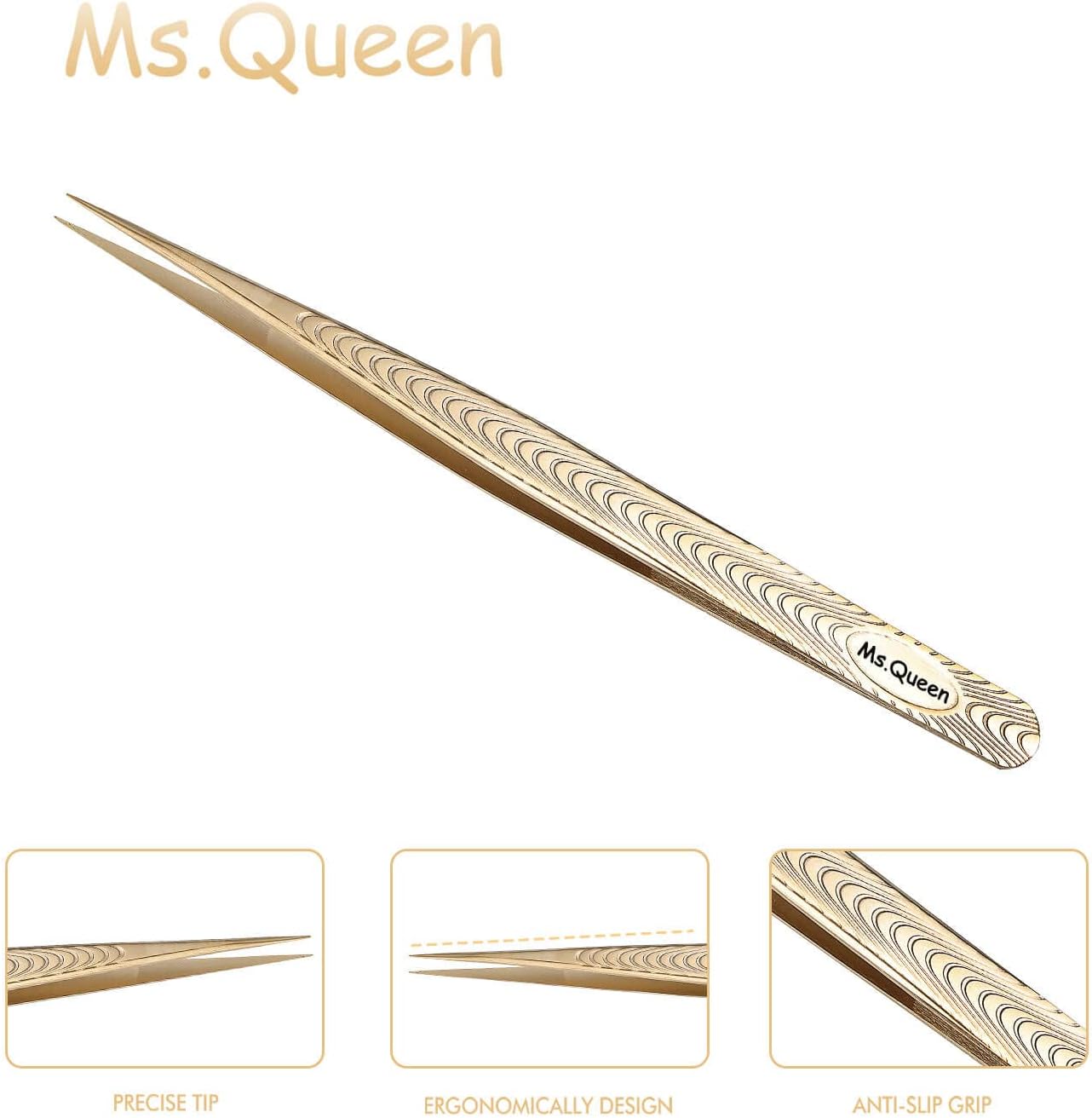 Ms.Queen Straight Tweezers for Eyelash Extensions-Precision Lashing Tweezers for Individual Volume Lashes Extensions