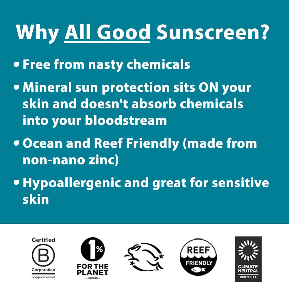 All Good Sport Sunscreen Spray - UVA/UVB Broad Spectrum SPF 30 - Water Resistant, Coral Reef Friendly - Zinc, Calendula, Aloe (6 oz)