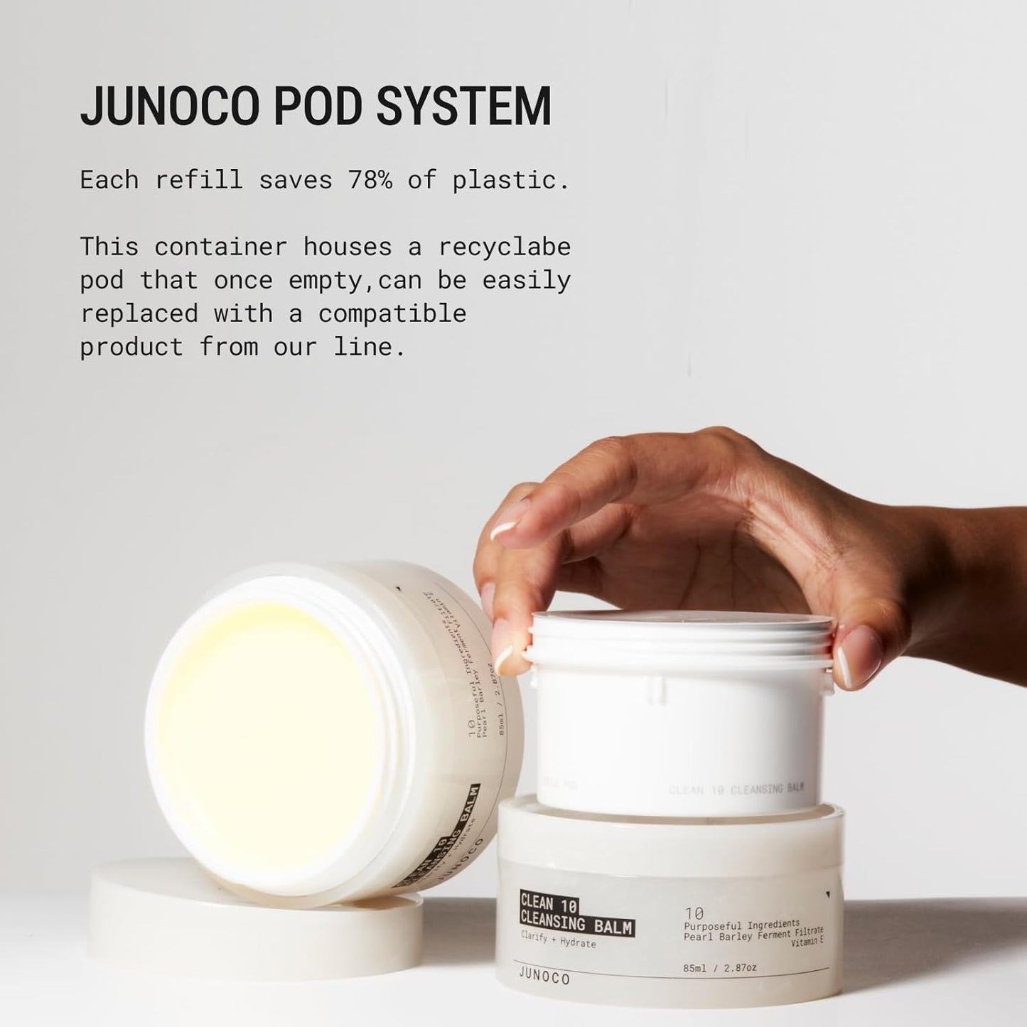 JUNO & Co. JADE Clean10 Cleansing Balm - Effortlessly Removes Makeup & SPF - 2.87oz Makeup Remover Balm Refill