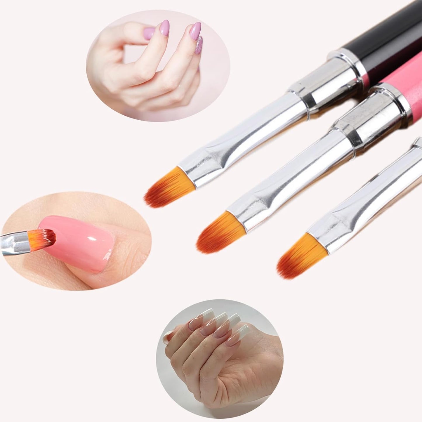 Nail Art Brushes, 8Pcs Double-Ended Acrylic Nail Brush Set & Picker Brush Tool for Nail Art with PolyGel Gel Acrylic Nails Extension Fine Liner Brushes and Dotting Pen (6,7,8,9,11 mm)