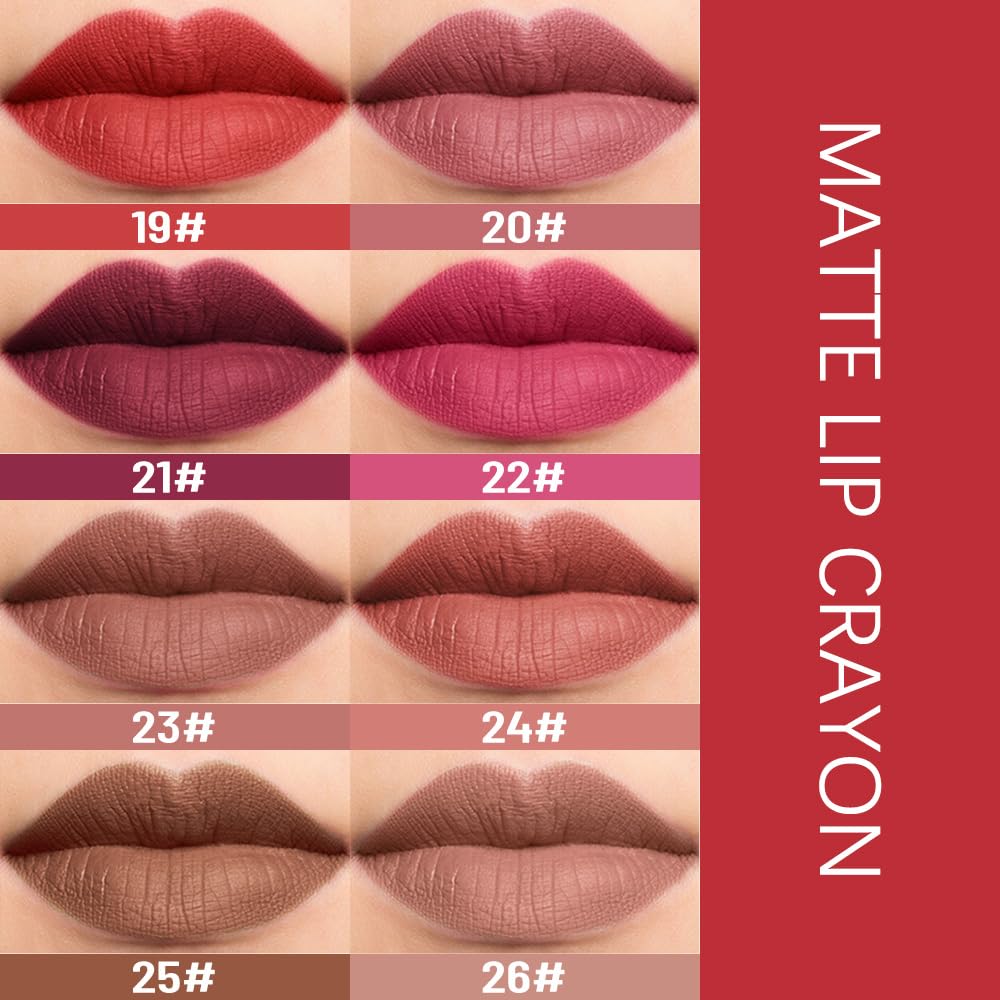 BINGBRUSH Lip Crayons Matte Longwear Lipstick Pack Set,Moisture Smooth Lipliner With Built-in Sharpener Ultimate Lip Crayon for Makeup- Waterproof Velvet Lipgloss Lip Stain(25#Saddle Brown)