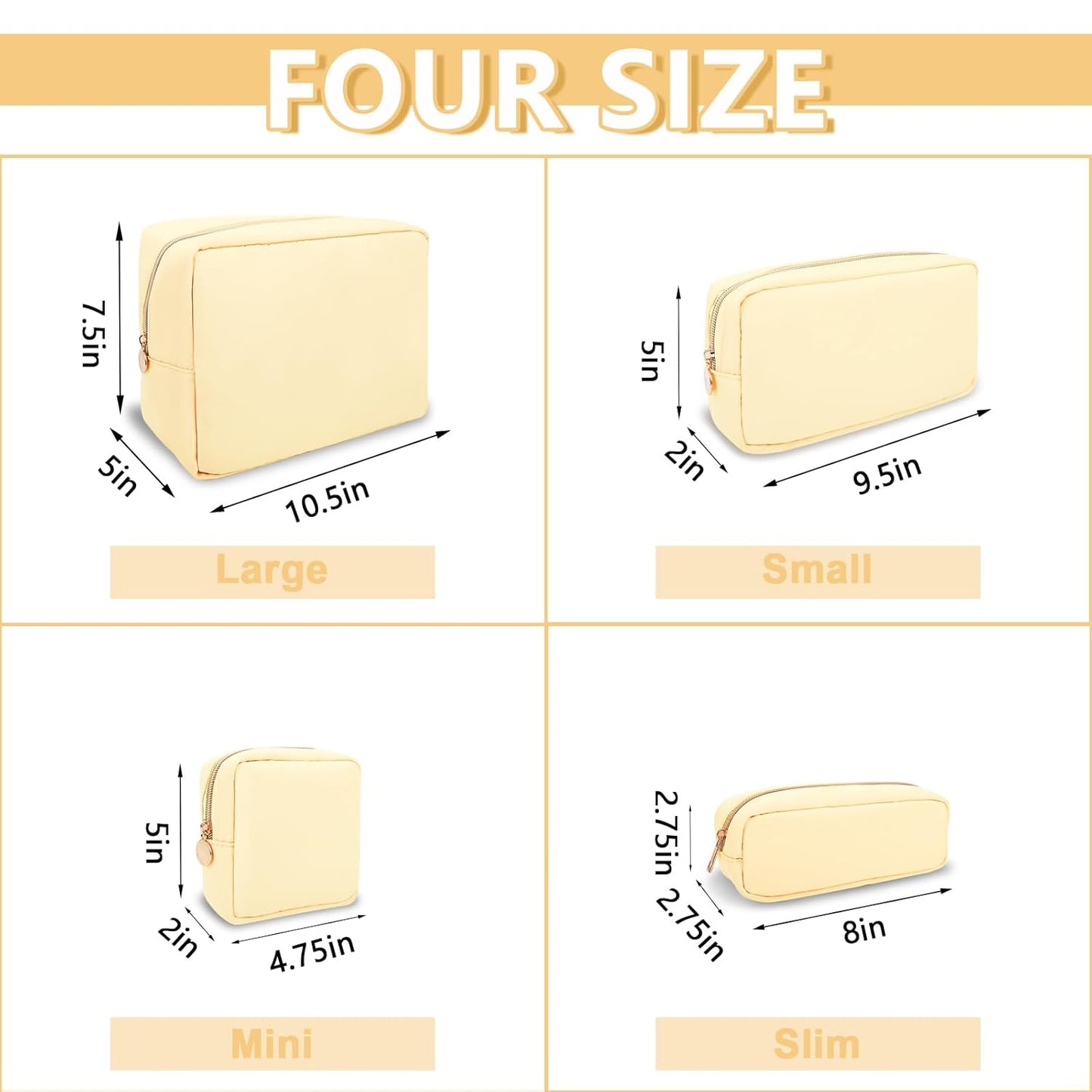 Mini Makeup Pouch for Purse, Small Cosmetic Bag Pouch Nylon Travel Toiletry Organizers for Women Girls, Cute Zipper Pouch Coin Purse Preppy Storage Bag for School Work(Mini-Sand)