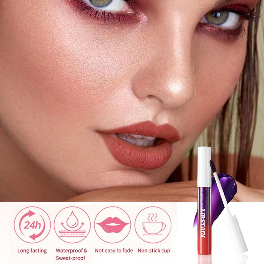 evpct Nude Brown Peel Off Lip Stain Tints with Tweezer, Matte Liquid Lipstick Lip Stain Long Lasting Waterproof for Women, Non-stick Cup Lipstick Peel Off High Pigmented Smudge-proof Easy to Apply, 04