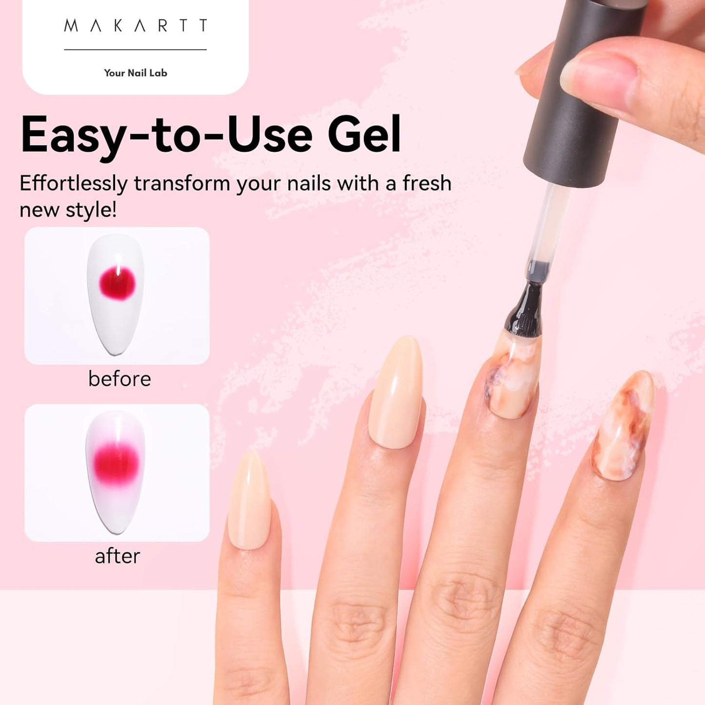 Makartt Blooming Gel-Clear 2 Pcs Marble Gels Nail Polish Blossom Gels for Spreading Effect,Gel Paint Nail Art Supplies for Watercolor Design,Floral Print, Nail Art Design DIY Manicure for Women