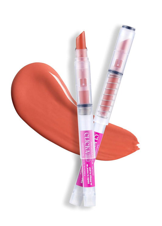 One-Touch Retractable Tinted Lip Balm, Moisturizing Lip Gloss with Menthol (Berry Coral) Korean Lip Care