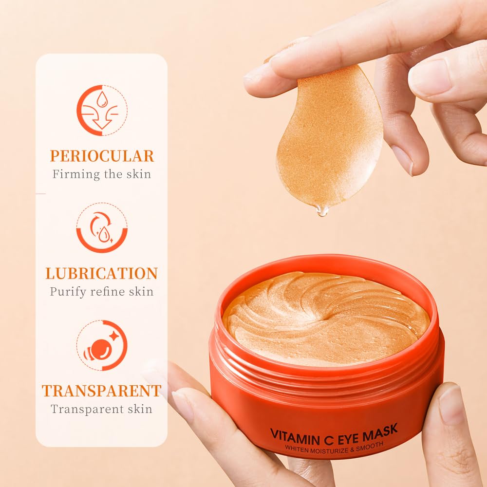 Under Eye Patches - 30 Pairs Vitamin C Eye Mask for Puffy Eyes & Dark Circles Treatments, Reduce Under Eye Bags and Smooth Wrinkles, Eye Skin Care Pads With Hyaluronic (Vc)