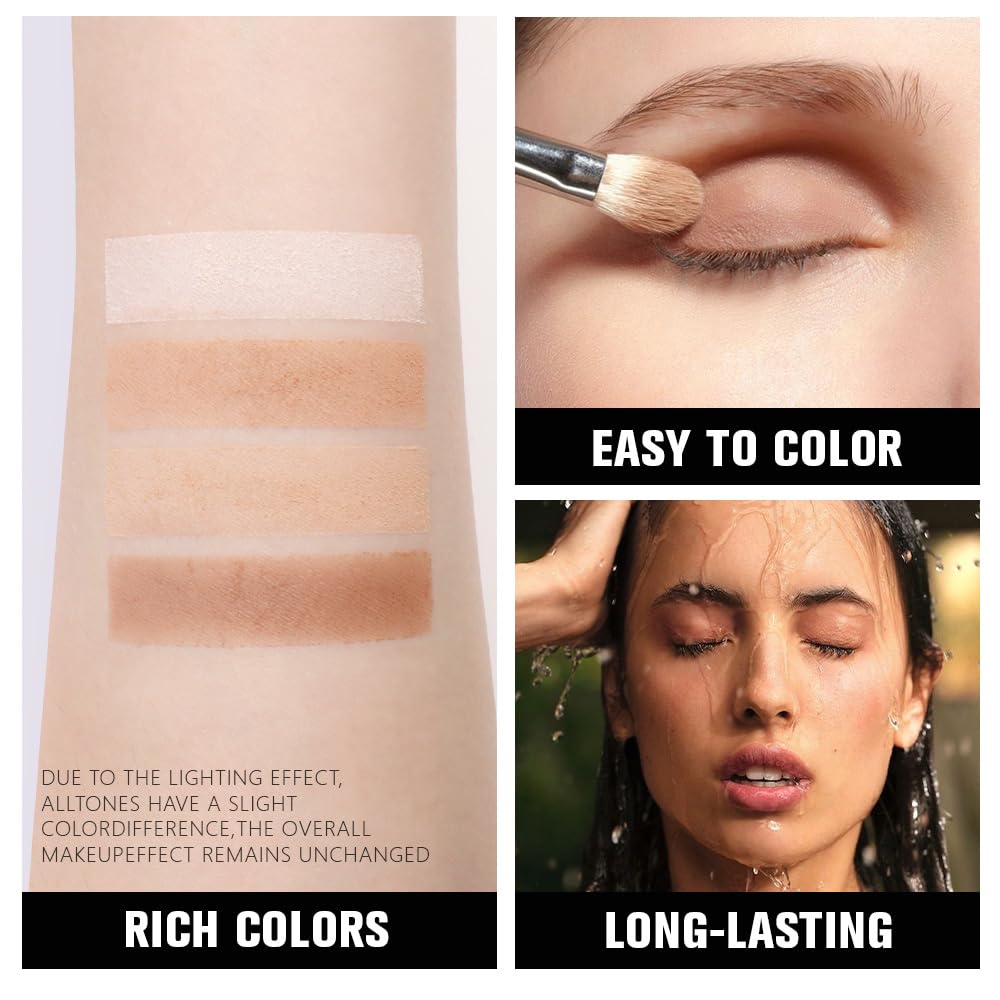 evpct Nude Brown Matte Powder Eyeshadow Quad Palette, Light Nude Pink Natural Dark Brown Matte Smoky High Pigmented Mini Eye Shadow Palette Makeup for Women, Waterproof Smudge Proof Vegan Cruelty-free