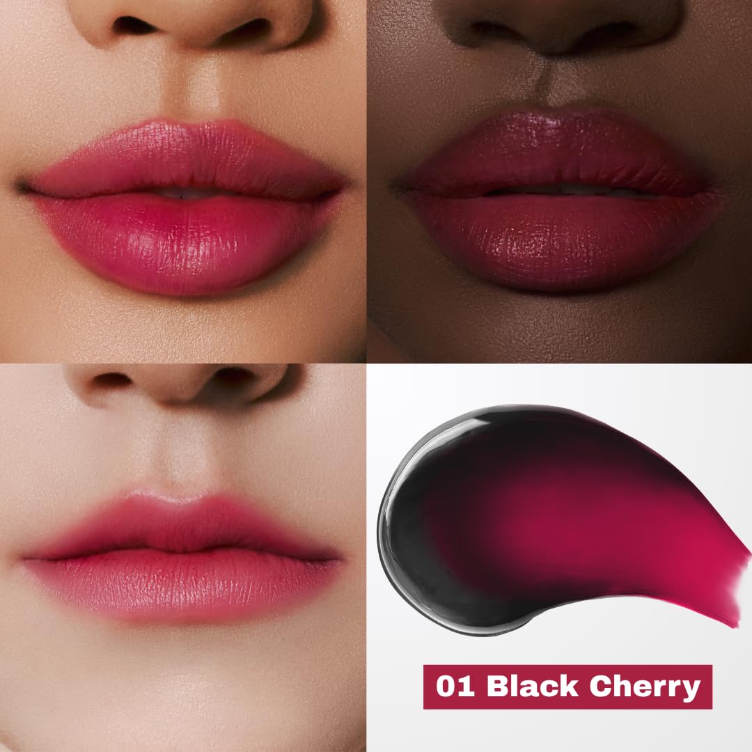 MILKTOUCH Black Peel Off Lip Tattoo - Long-Lasting Matte Lip, Waterproof & Transfer-Proof, Highly Pigmented, Stay-On-All-Day Lip Tint Stain (4.5g) #01 Black Cherry
