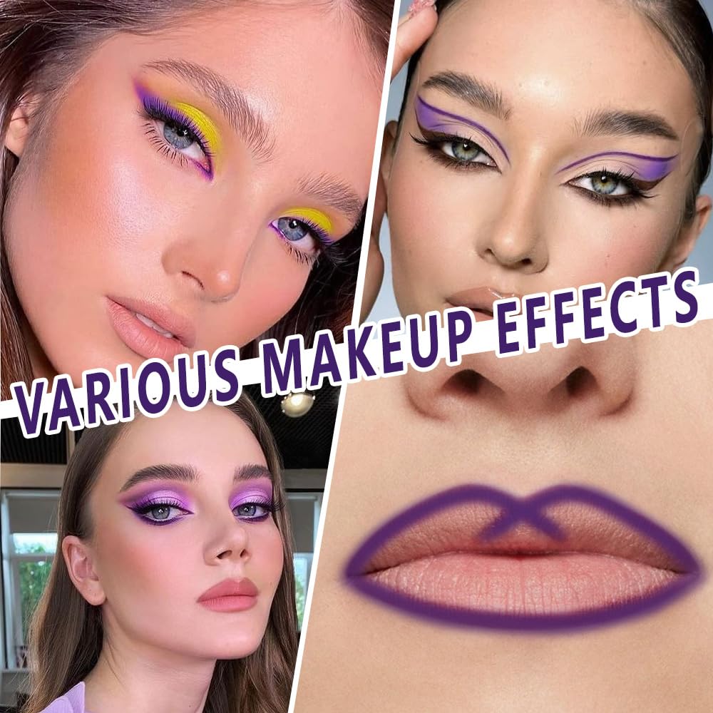 Purple Eyeliner Pencils for Eyes, Violet Dark Purple Colored Eye Liner Pencil Makeup Waterproof Smudge Proof, Colored Gel Waterline Eyeliner Liquid Face Eye Paint Stick Lipstick Halloween Makeup 09