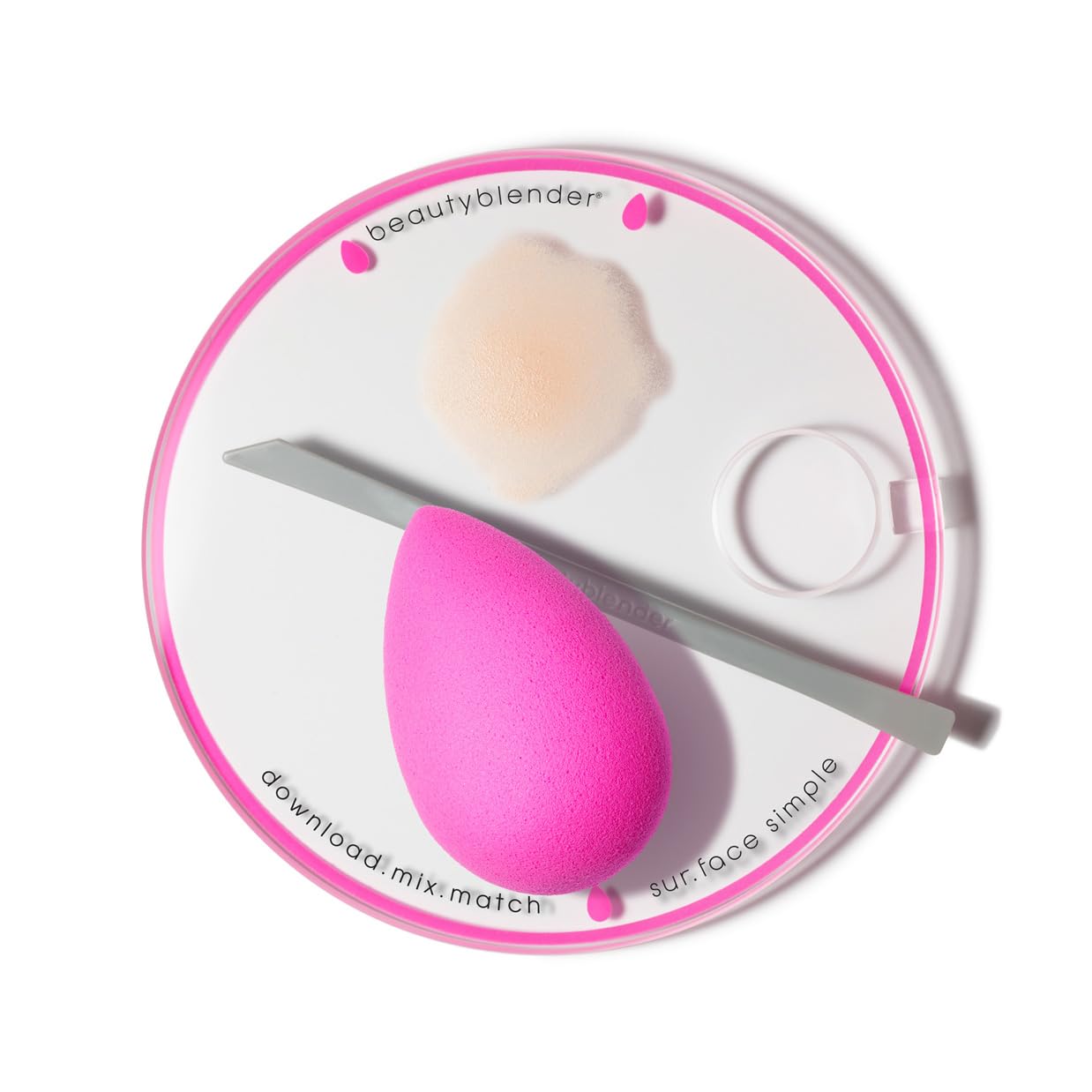 Beautyblender® | Surface Simple Portable Clear Beauty Blender Makeup Mixing Palette, Mix and Match Foundations and Creams, Includes Mixing Makeup Wand