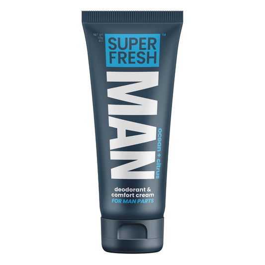 Super Fresh Ball Deodorant Lotion for Men Groin Butt and Body Hygiene Cream Controls Odor Prevents Chafing Aluminum Free Daily Freshness and Comfort Powder Lotion Formula in Convenient 4 oz Tube