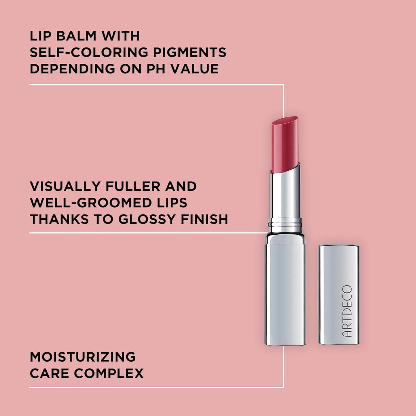 ARTDECO Color Booster Lip Balm in rose - nourishing lip balm with color-adapting pigments - lip plumper with spearmint flavor - prevents dryness & chapping - lip care with kernel oil - 0.1 Oz