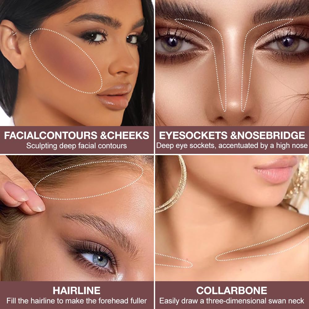 Natural Matte Dark Brown Cream Contour Palette – Lightweight, Blendable Monochrome Powder, Base for All Skin Tones, Face Makeup for Women & Men, Vegan, Cruelty-Free, Paleta de Contorno en Crema Mate