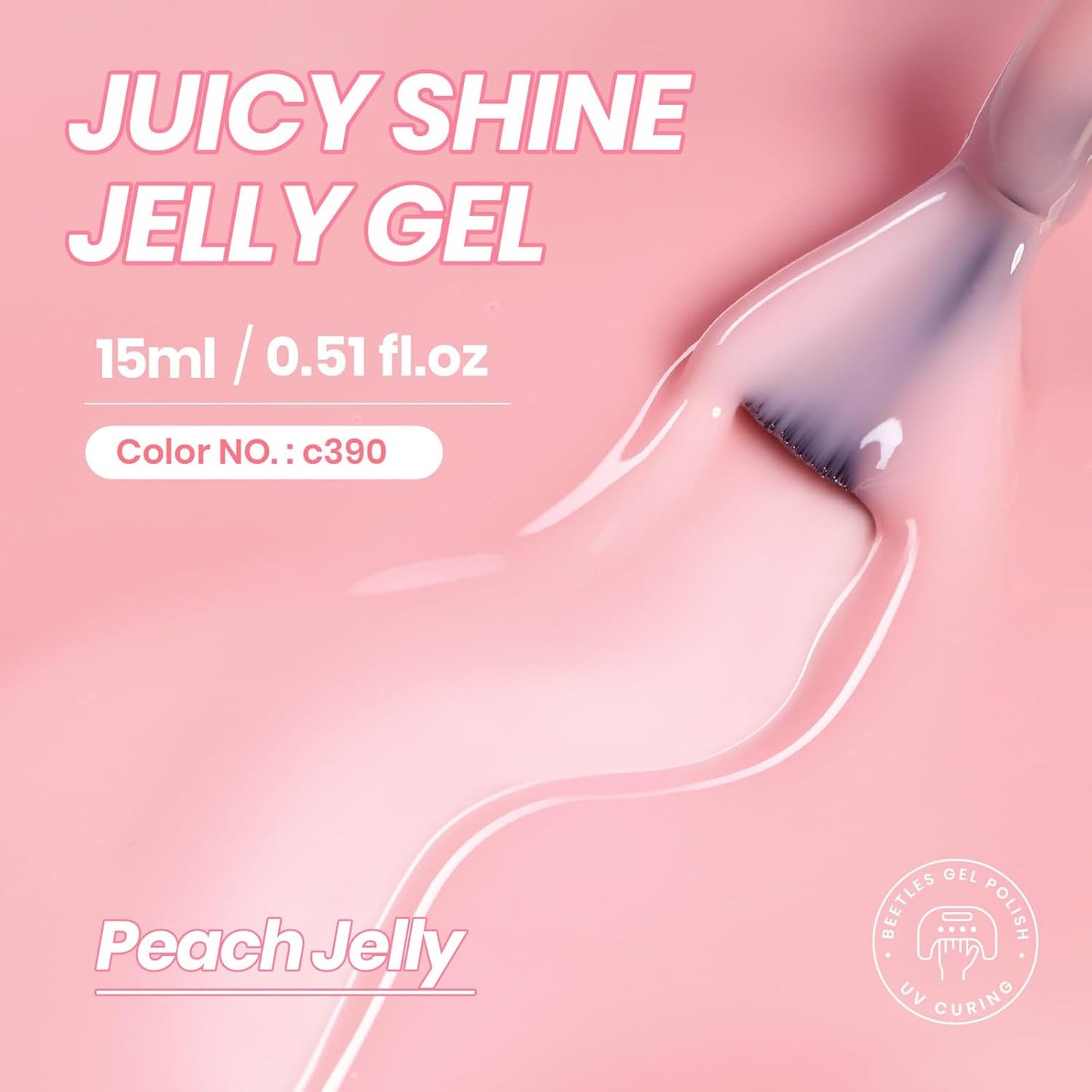 Beetles Nude Pink Gel Nail Polish - 15ml Nude Color Jelly Pink Gel Polish Sheer Translucent Effect Nail Concealer Soak Off UV LED Nail Lamp French Nail Art Gifts for Women Girls