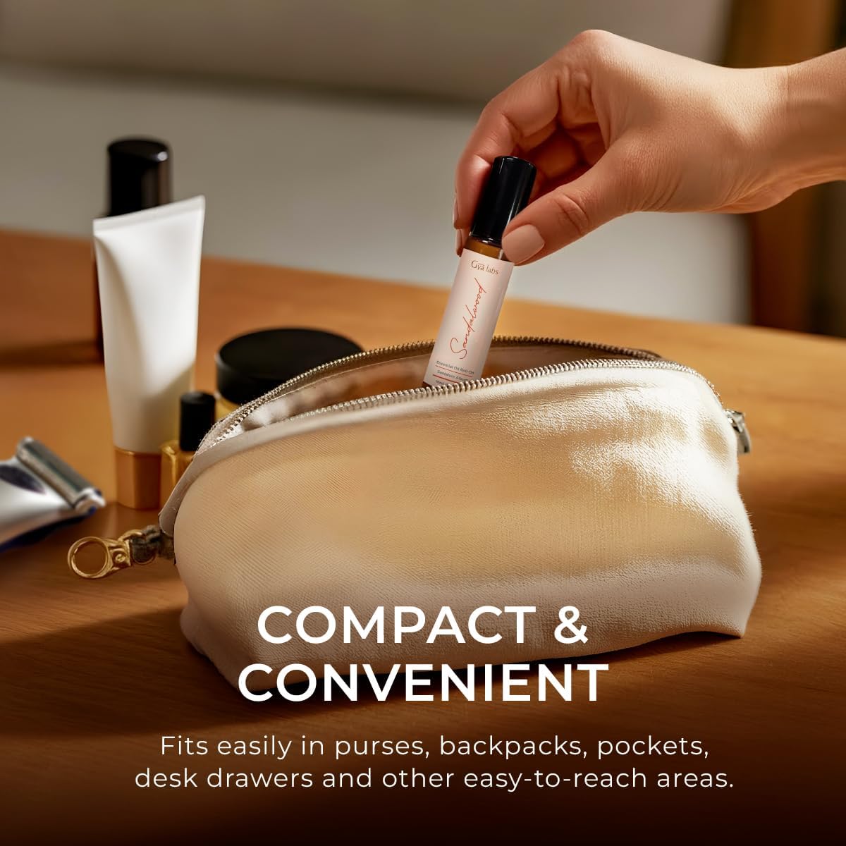 Gya Labs Sandalwood Essential Oil Roll On for Calming Essence Anywhere - Skincare and Captivating Scent for Both Women and Men - (0.34 Fl Oz) - Cruelty-Free, 100% Natural and Quality Assured