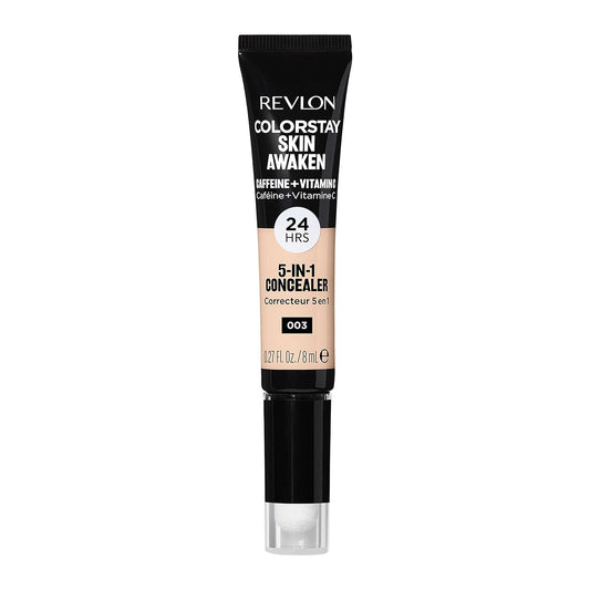 Revlon ColorStay Skin Awaken 5-in-1 Concealer, Lightweight, Creamy Longlasting Face Makeup with Caffeine & Vitamin C, For Imperfections, Dark Circles & Redness, 003 Cool Ivory, 0.27 fl oz