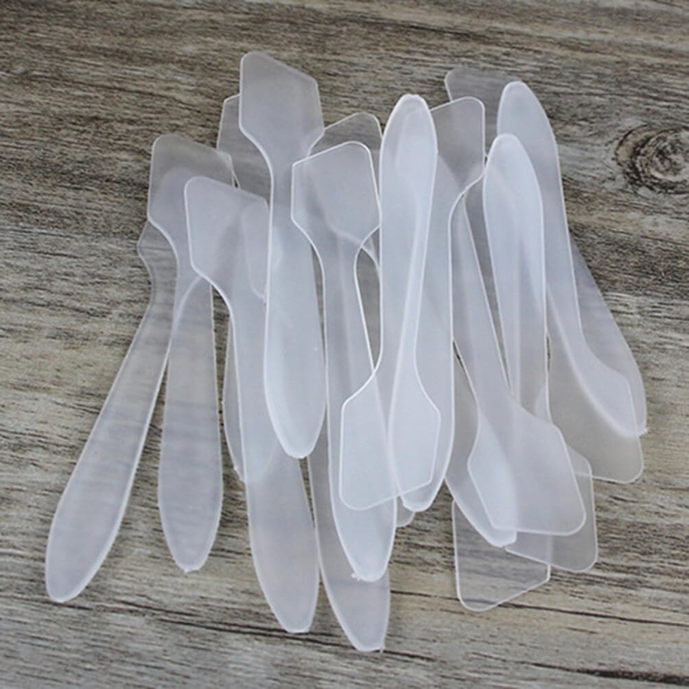 Healifty 50pcs Makeup Spatula Tool Scoop Beauty Tools Makeup Spoons Transparent Spatula Facial Cream Spatula Cosmetic Spatula Smooth Waxing Spatulas makeup tools Household items Disposable