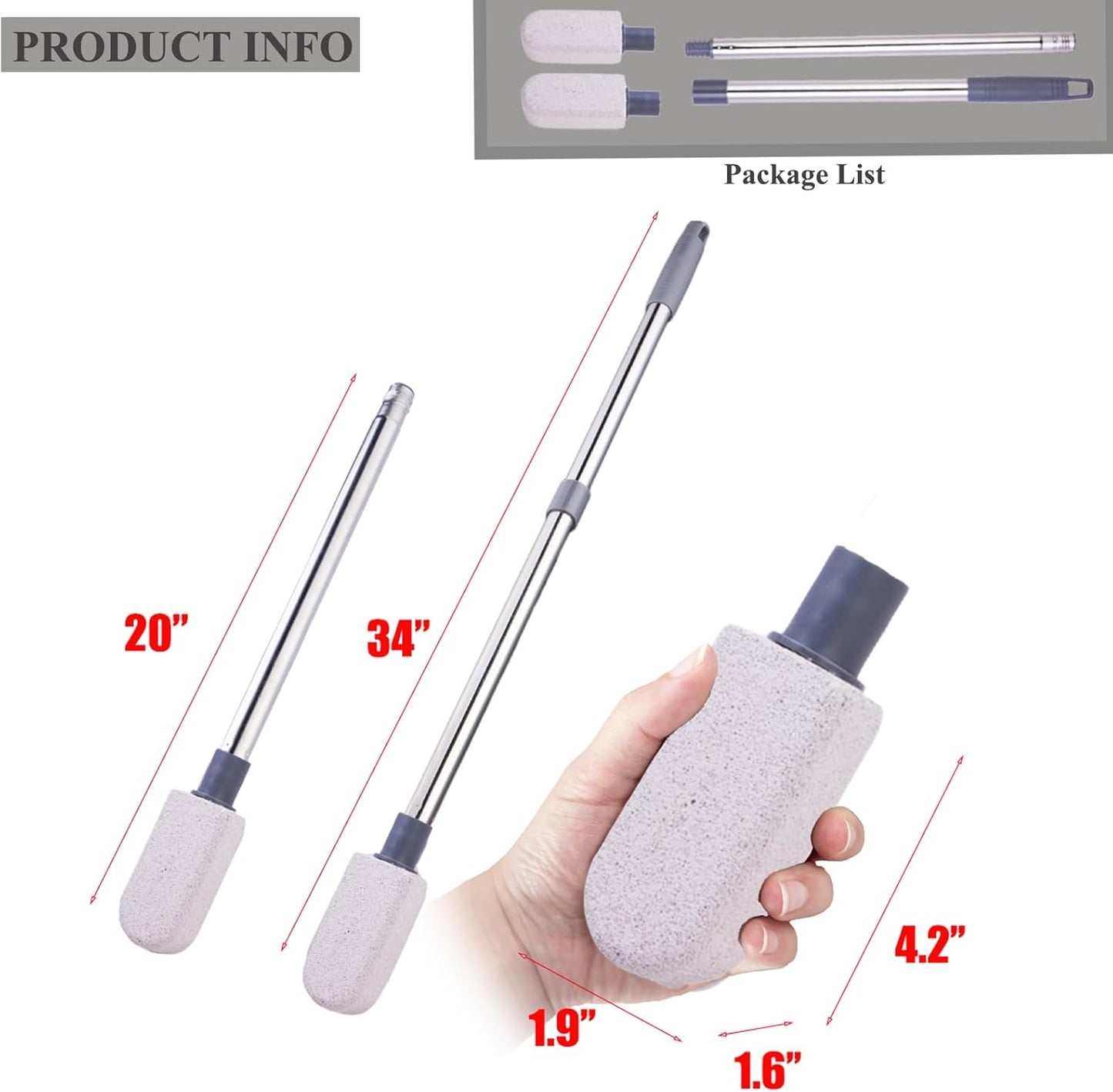 Pumice Stone for Feet, Foot Dead Skin Scrubber with 30" Long Handle Set, Feet File Callus Remover for Exfoliation, Foot Scrub Shower Pedicure Tools Foot Care Stone