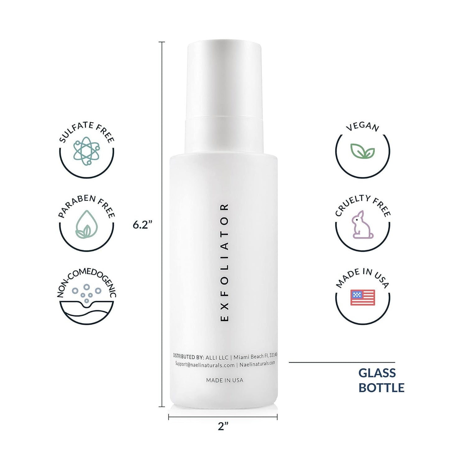 NAELI AHA/BHA Exfoliating Face Wash - 10% Glycolic Acid & Salicylic Acid Cleanser, Anti Aging Acne & Wrinkle Reducing Facial Exfoliant, Pore Minimizer & Brightening Gel, 4 oz